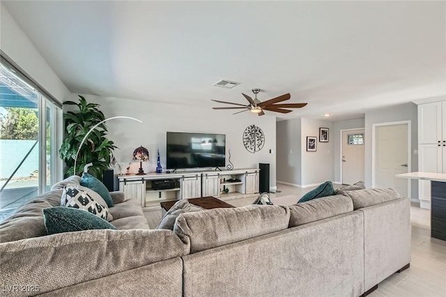 6309 Miraloma St, Las Vegas, NV 89108 - living area featuring ceiling fan and baseboards