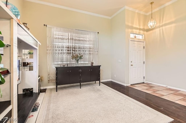 8777 Shady Peak Way, Las Vegas, NV 89123 - entryway with wood finished floors, ornamental molding, and baseboards