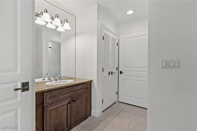12 Strada Di Circolo -, Unit Henderson, NV 89011 - bathroom with tile patterned floors, vanity, ornamental molding, a closet, and baseboards