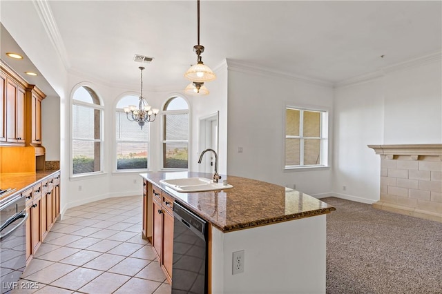 12 Strada Di Circolo -, Unit Henderson, NV 89011 - kitchen with dishwasher, a sink, ornamental molding, a chandelier, and baseboards