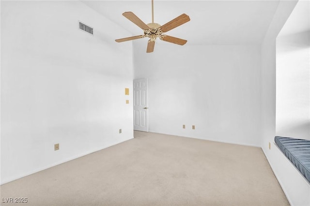 1951 Moyer Dr, Henderson, NV 89074 - empty room featuring carpet floors, high vaulted ceiling, and ceiling fan