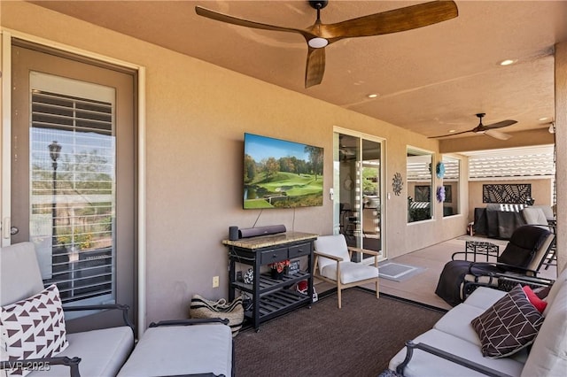 1309 Vista Del Monte Dr, Mesquite, NV 89027 - view of patio / terrace with ceiling fan and an outdoor hangout area