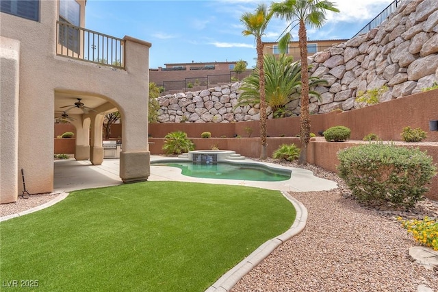 1155 Phillip Island St, Henderson, NV 89052 - view of yard with a patio area, a balcony, and ceiling fan