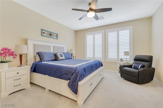 2555 Hampton Rd Unit 7304, Henderson, NV 89052 - bedroom with light colored carpet, baseboards, and ceiling fan