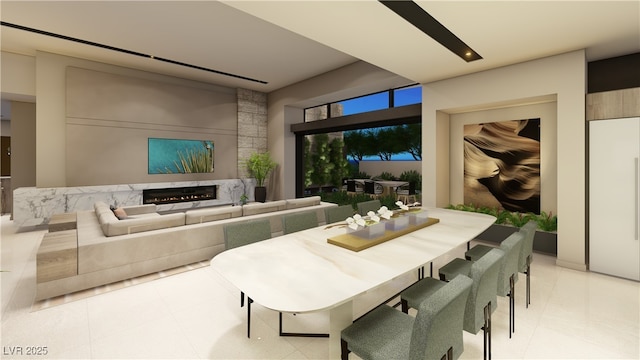 7349 Olive Creek Ct, Las Vegas, NV 89117 - dining space with a high end fireplace