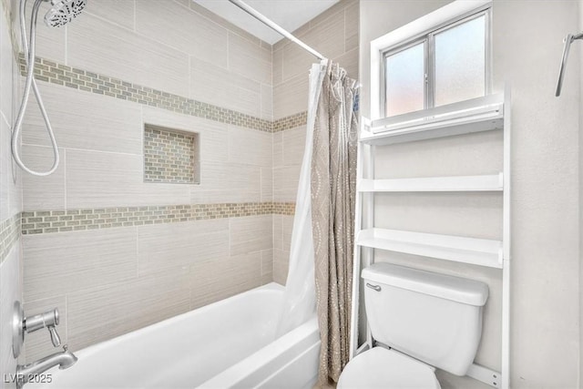 5012 Newport Cove Dr Unit C, Las Vegas, NV 89119 - bathroom featuring shower / bathtub combination with curtain and toilet