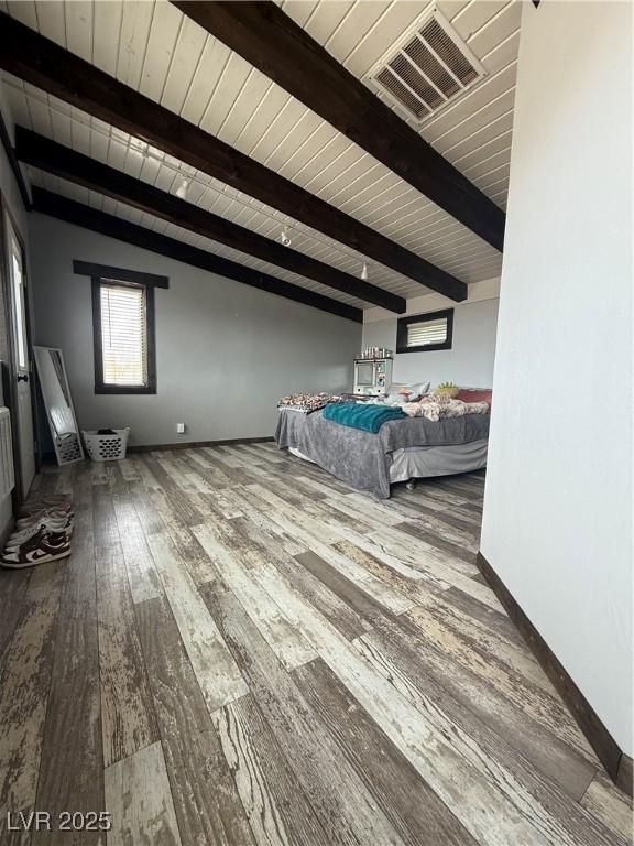 250 E Madison Ave, Ely, NV 89301 - unfurnished bedroom with hardwood / wood-style floors and wood ceiling