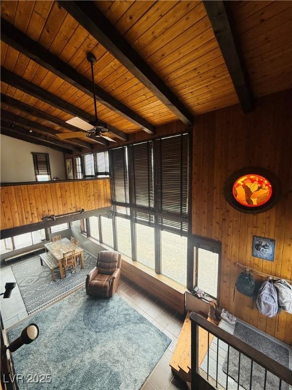 250 E Madison Ave, Ely, NV 89301 - sunroom with beamed ceiling and ceiling fan