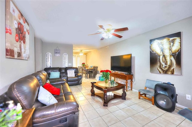 4145 Plumtree St, Las Vegas, NV 89115 - living area featuring a ceiling fan and light tile patterned floors