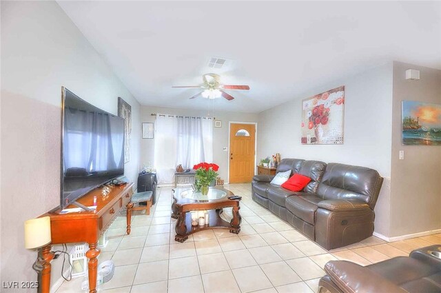 4145 Plumtree St, Las Vegas, NV 89115 - living area featuring a ceiling fan and light tile patterned floors