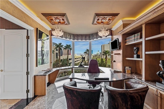 1 Hughes Center Dr Unit 308, Las Vegas, NV 89169 - dining space featuring a chandelier and an office area