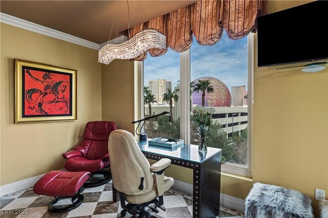 1 Hughes Center Dr Unit 308, Las Vegas, NV 89169 - office area featuring baseboards and ornamental molding