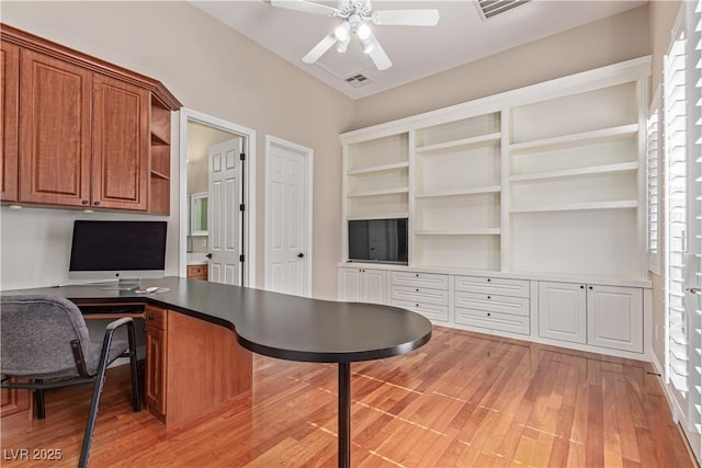 5576 Buena Martina Way, Las Vegas, NV 89141 - office area featuring a ceiling fan, light wood finished floors, and plenty of natural light