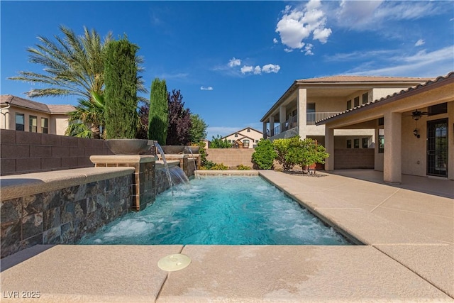 5576 Buena Martina Way, Las Vegas, NV 89141 - view of pool featuring a patio area, a ceiling fan, and a fenced backyard