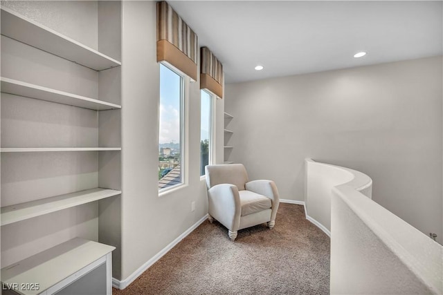 2449 Daks Loden Ct, Henderson, NV 89044 - living area featuring plenty of natural light, carpet floors, baseboards, and recessed lighting
