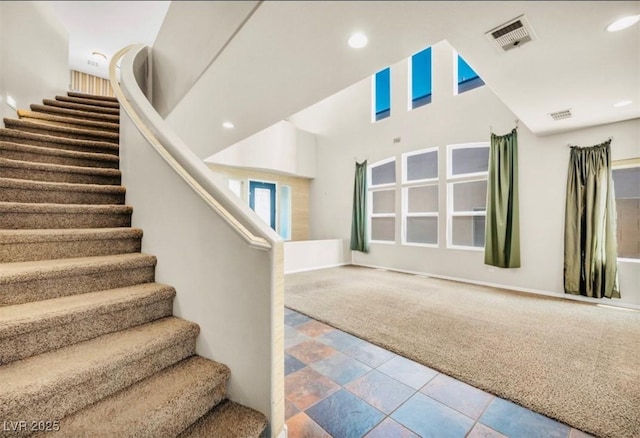 2449 Daks Loden Ct, Henderson, NV 89044 - staircase with carpet floors and recessed lighting