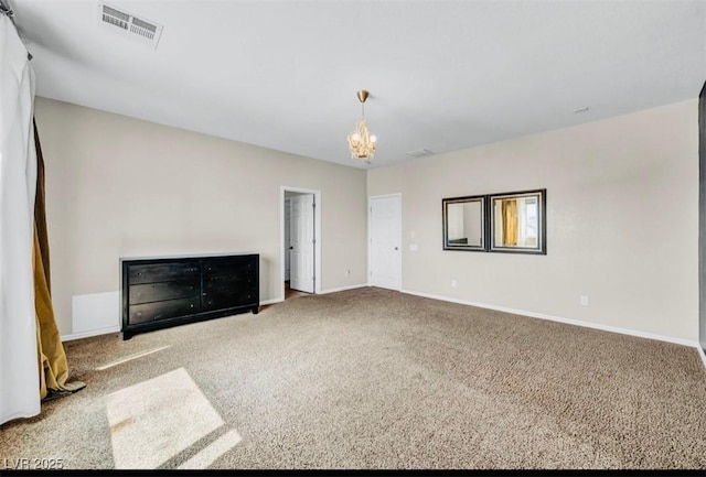 2449 Daks Loden Ct, Henderson, NV 89044 - unfurnished living room with a chandelier, carpet floors, and baseboards