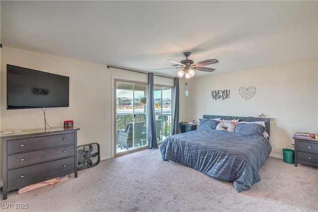 10031 Fletcher Peak Ave, Las Vegas, NV 89178 - bedroom featuring access to exterior, carpet floors, and ceiling fan