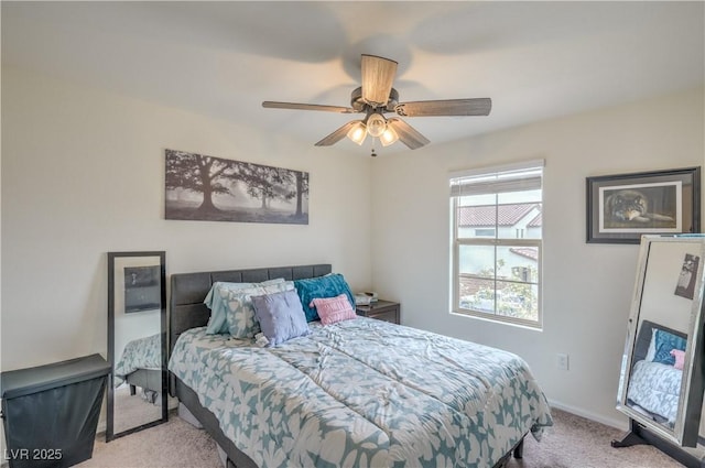 10031 Fletcher Peak Ave, Las Vegas, NV 89178 - bedroom featuring light carpet, a ceiling fan, and baseboards