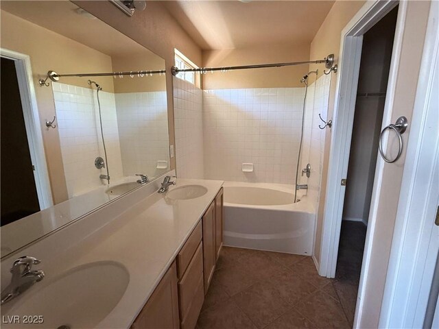 8708 Gateway Glen Dr, Las Vegas, NV 89178 - full bathroom featuring shower / bathtub combination, double vanity, and tile patterned flooring