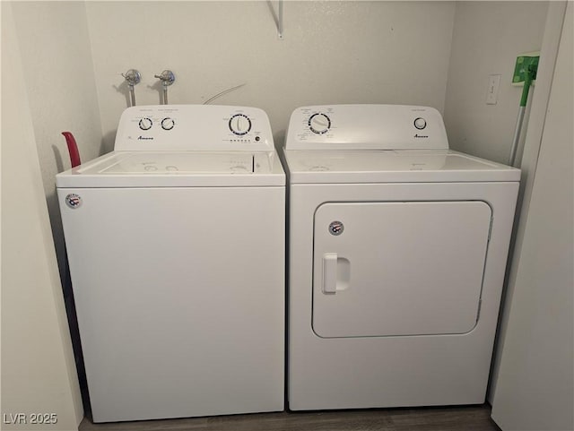 6650 W Warm Springs Rd Unit 2159, Las Vegas, NV 89118 - laundry area with washer and clothes dryer and dark wood-style flooring