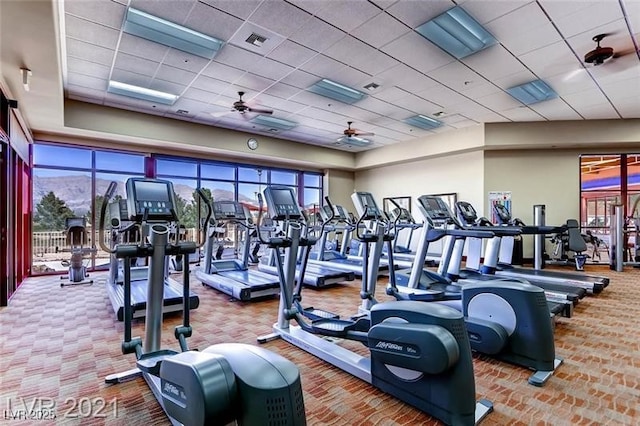 3124 Kookaburra Way N, Las Vegas, NV 89084 - gym with a ceiling fan and a drop ceiling