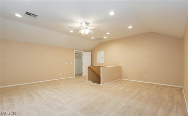 11204 Newbury Hills Ave, Las Vegas, NV 89138 - bonus room with lofted ceiling, ceiling fan, recessed lighting, light colored carpet, and baseboards