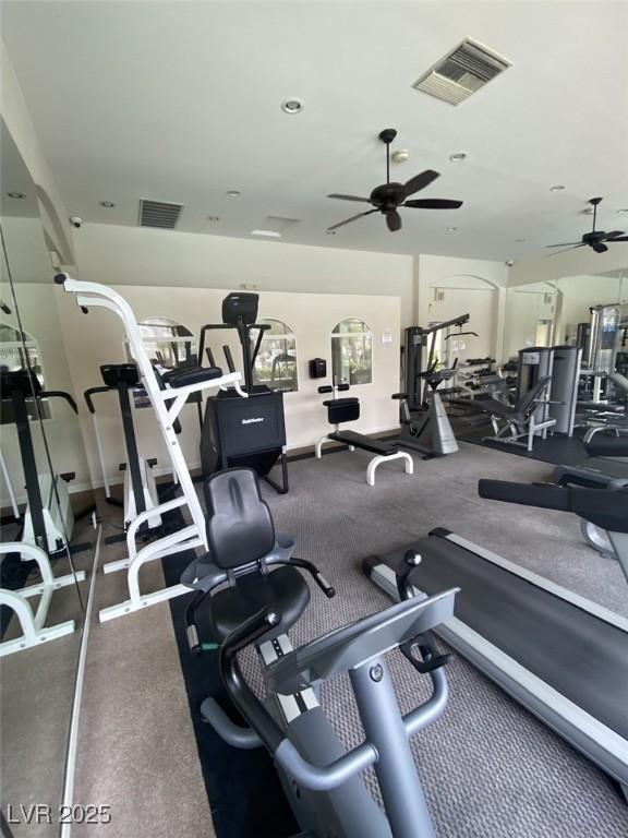 1511 Cardinal Peak Ln Unit 201, Las Vegas, NV 89144 - exercise room with a ceiling fan