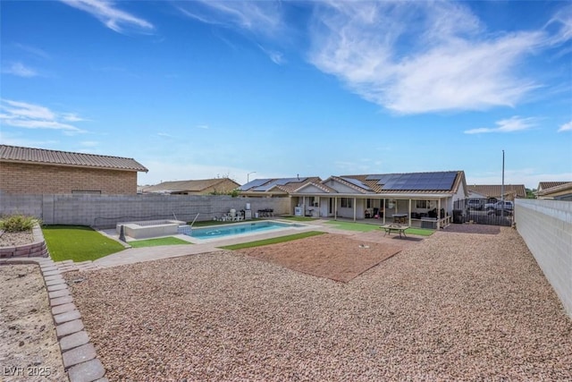 341 Waterwheel Falls Dr, Henderson, NV 89015 - view of pool with a fenced backyard, a patio area, and a hot tub