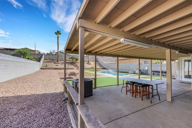 341 Waterwheel Falls Dr, Henderson, NV 89015 - fenced backyard with a patio and central AC unit