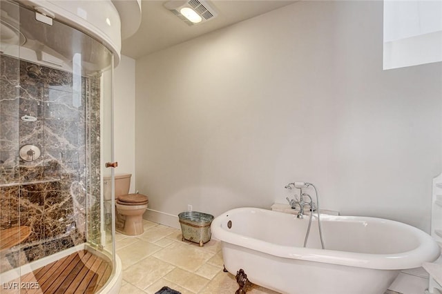 4162 Matterhorn Way, Las Vegas, NV 89124 - full bathroom featuring a shower stall, a freestanding tub, and toilet