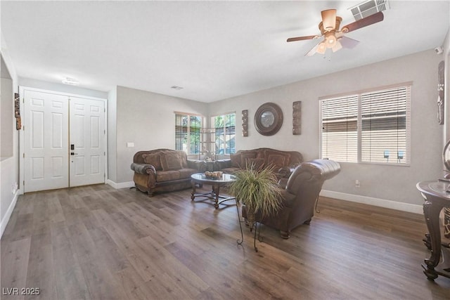 7821 Red Leaf Dr, Las Vegas, NV 89131 - living area with wood finished floors and a ceiling fan