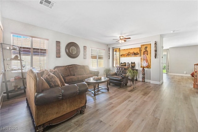 7821 Red Leaf Dr, Las Vegas, NV 89131 - living room featuring light wood-style floors and ceiling fan