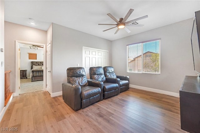 7821 Red Leaf Dr, Las Vegas, NV 89131 - living room with a ceiling fan and light wood-type flooring