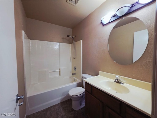 4704 Wild Oak Way N, Las Vegas, NV 89031 - bathroom with shower / bathtub combination, vanity, and a textured wall