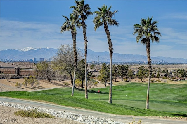 1120 Via Della Curia, Henderson, NV 89011 - view of property's community featuring a mountain view, a lawn, and view of golf course