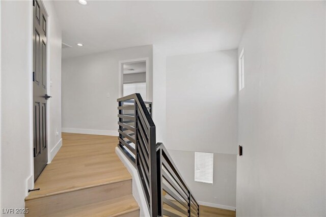 305 Napa Hills Dr, Las Vegas, NV 89144 - staircase with recessed lighting, wood finished floors, and plenty of natural light
