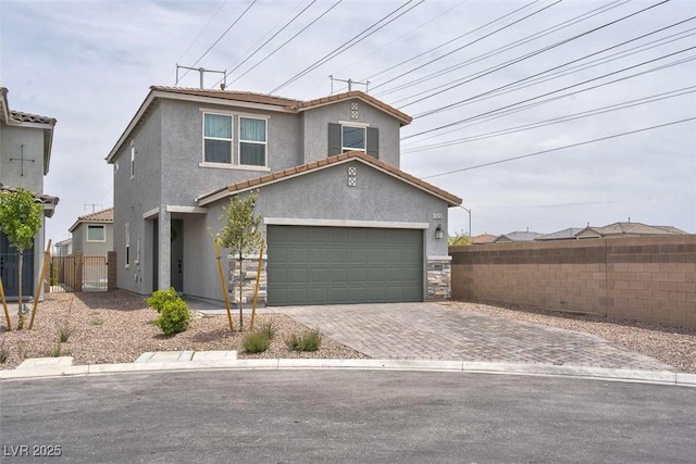 10292 Fragrant Apple Ct, Las Vegas, NV 89141 - view of front of house featuring stucco siding, driveway, and a tiled roof