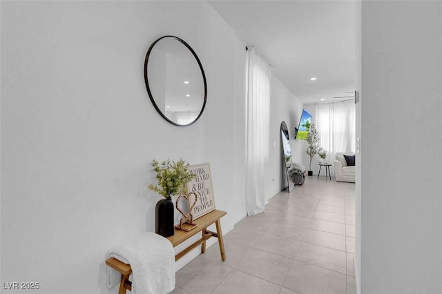 10292 Fragrant Apple Ct, Las Vegas, NV 89141 - hallway with light tile patterned floors, recessed lighting, and baseboards