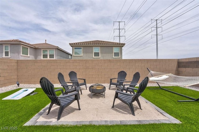 10292 Fragrant Apple Ct, Las Vegas, NV 89141 - view of patio featuring an outdoor fire pit