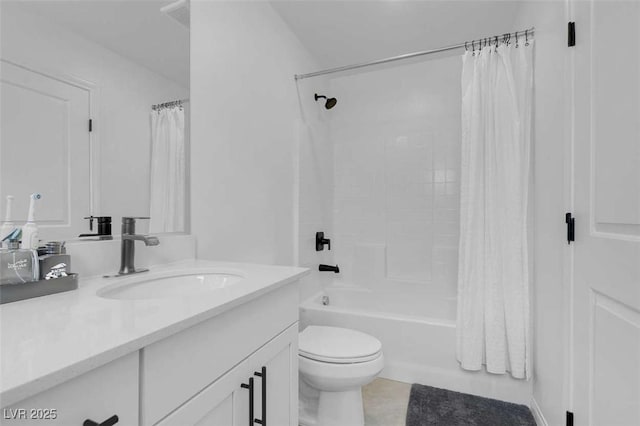 10292 Fragrant Apple Ct, Las Vegas, NV 89141 - bathroom featuring vanity, shower / bath combination with curtain, toilet, and tile patterned floors