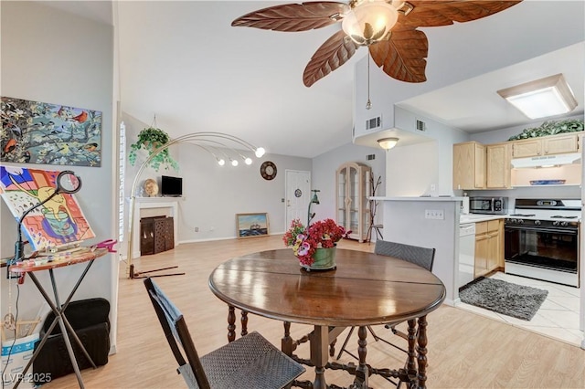 8450 Alta Dr Unit 204, Las Vegas, NV 89145 - dining area featuring light wood-style floors and a ceiling fan