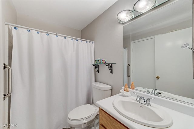8450 Alta Dr Unit 204, Las Vegas, NV 89145 - bathroom featuring toilet, vanity, and a shower with shower curtain