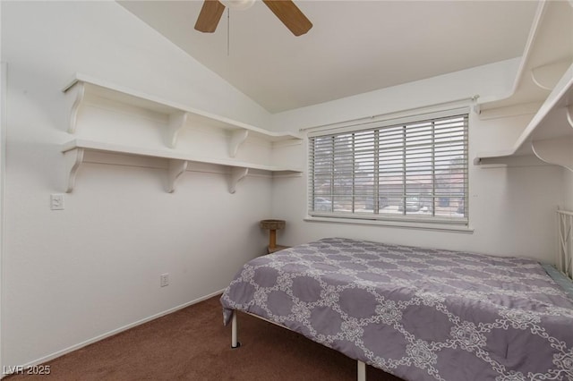 1835 Banaba Ln, Las Vegas, NV 89156 - carpeted bedroom featuring lofted ceiling and ceiling fan