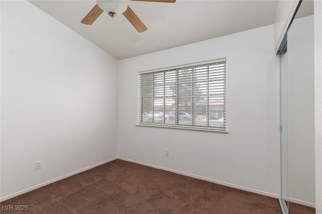 1835 Banaba Ln, Las Vegas, NV 89156 - carpeted empty room featuring a ceiling fan, baseboards, and vaulted ceiling