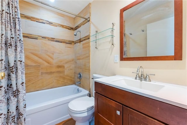 1470 Elizabeth Ave Unit 1, Las Vegas, NV 89119 - full bathroom featuring shower / bathtub combination with curtain, toilet, and vanity
