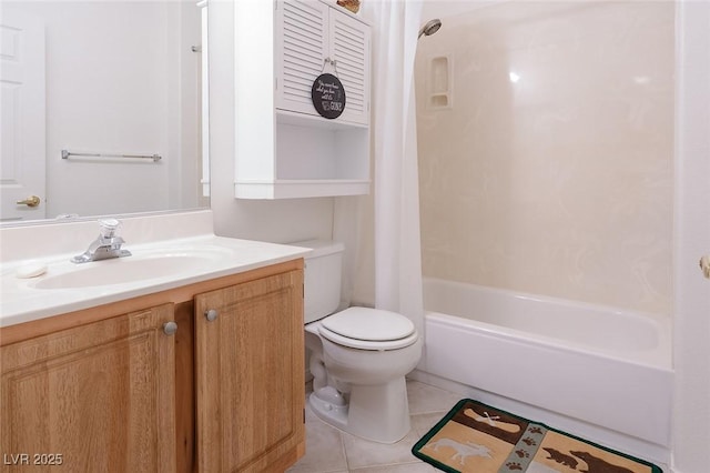 4970 Black Bear Rd Unit 101, Las Vegas, NV 89149 - full bathroom featuring toilet, vanity, tile patterned floors, and shower / bathtub combination with curtain