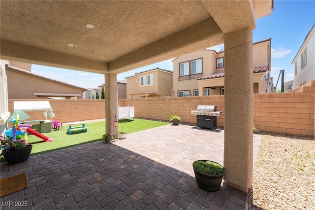 10829 Crestview Pointe Ave, Las Vegas, NV 89166 - view of patio / terrace featuring area for grilling and a playground