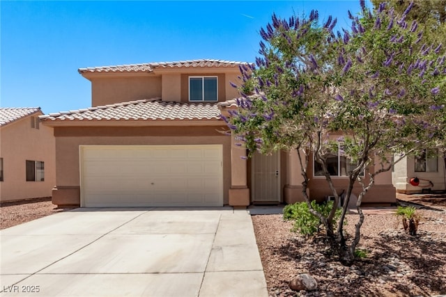 2037 Merano Ct, Las Vegas, NV 89123 - view of front of home featuring stucco siding, a tiled roof, and concrete driveway