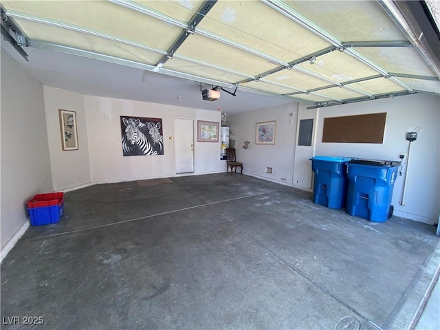 11117 Okeefe Ct, Las Vegas, NV 89144 - garage featuring a garage door opener, gas water heater, electric panel, and baseboards